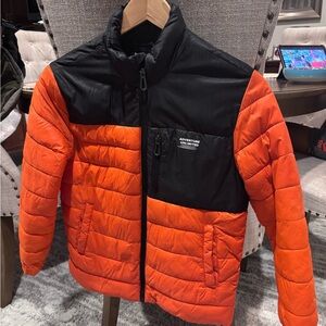 Zara Kids Orange and Black Puffer Jacket
